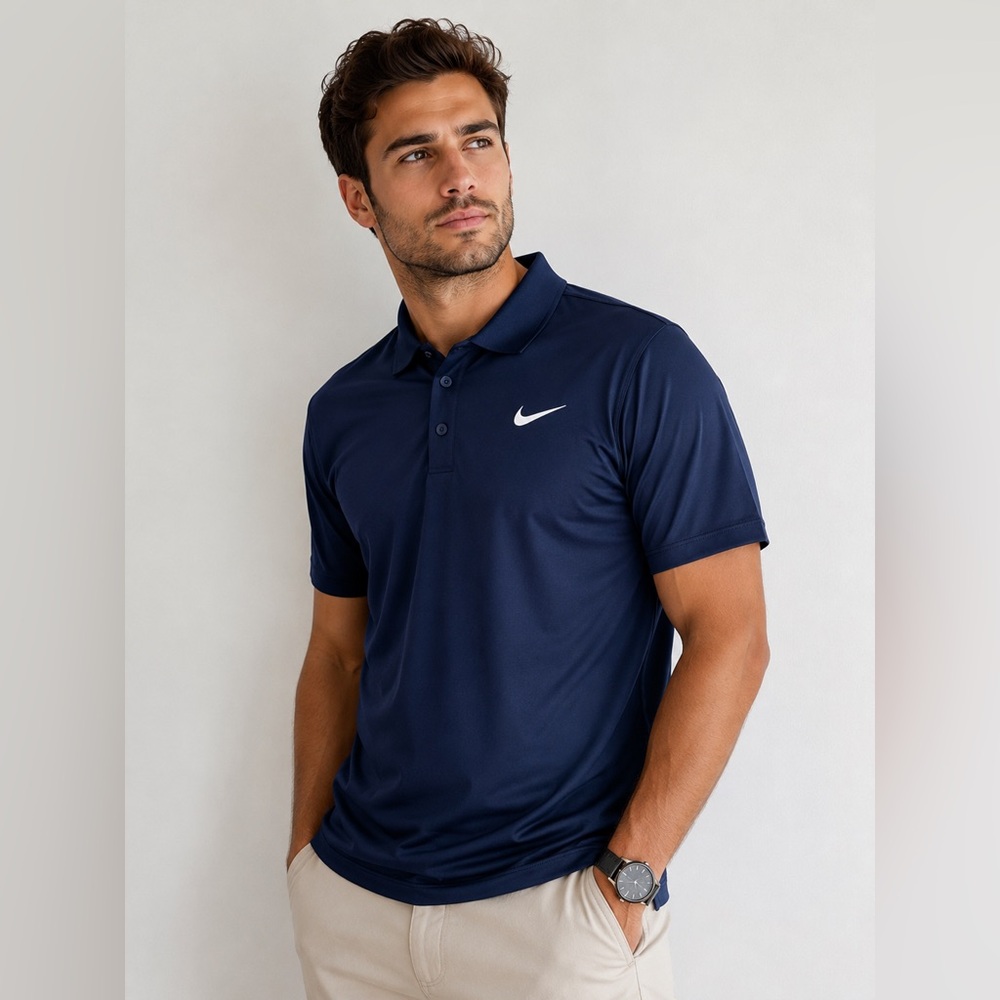 Nike Dri-FIT Polo Shirt Mens Medium Blue Golf Athletic Performance